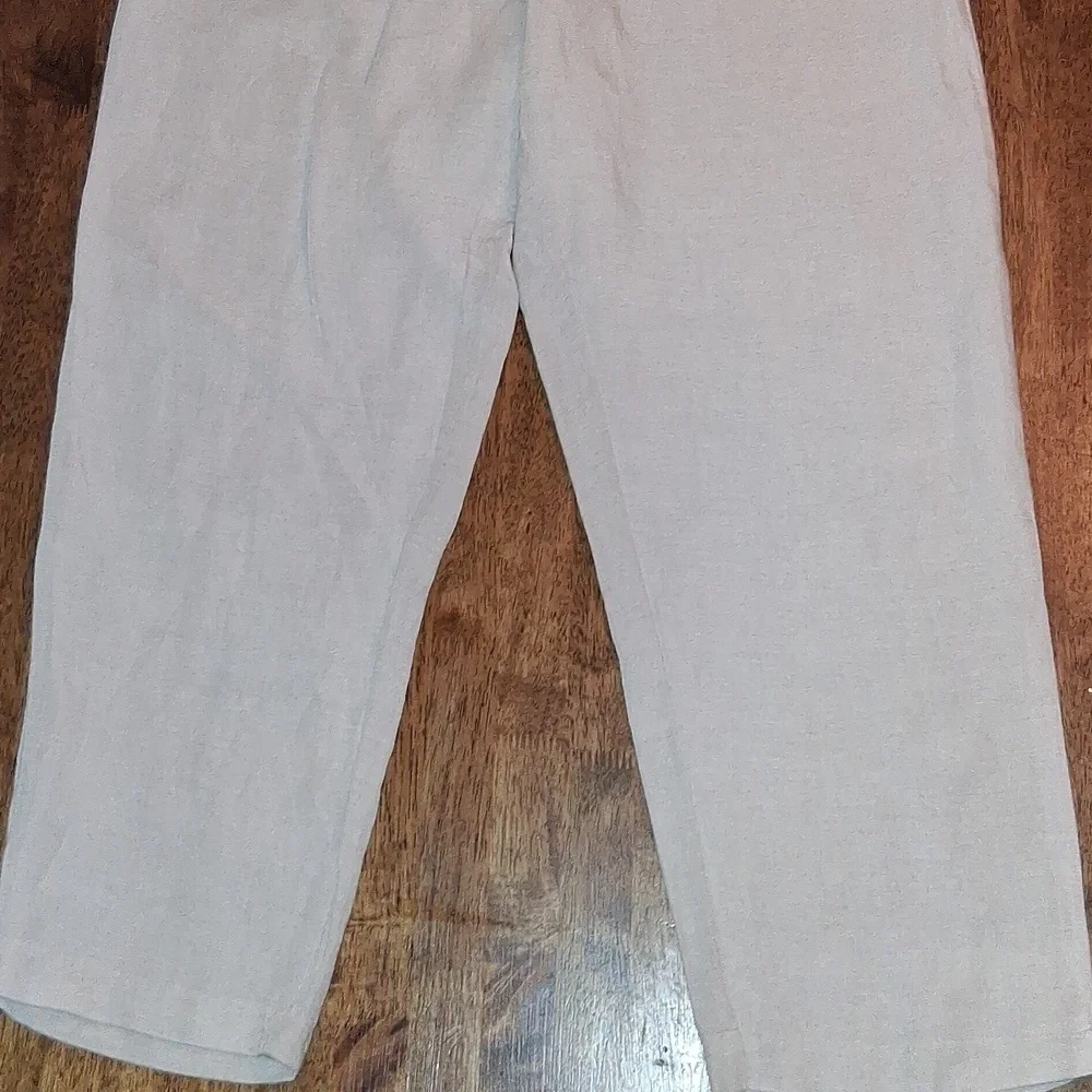H & M Linen Blend Pull On Cream Drawstring Pants M